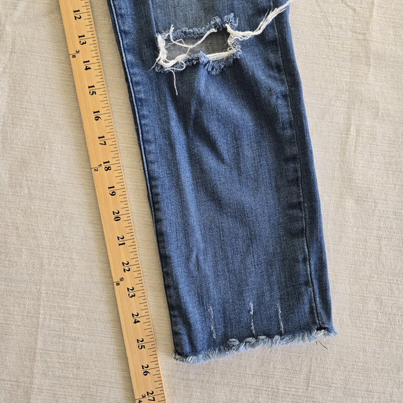 Express Jeans Womens 6 Super High Rise Slim Straight Distressed Stretch Denim - Picture 11 of 13